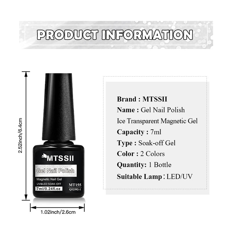 7ML Ice Transparent Glass Bead Moonlight Cat Eye Magnet Gel Nail Polish Jelly Ultra Shine Glitter Semi Permanent Soak Off UV Gel