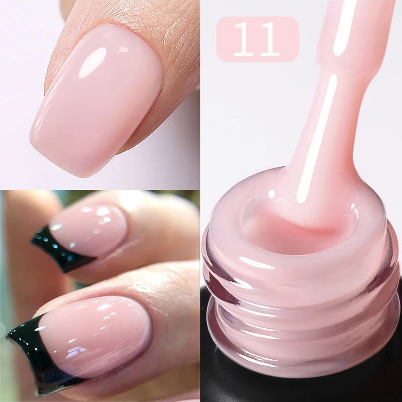 BORN PRETTY Milky Jelly Rubber Base Gel for Gel Nail Polish 15ml Russian Self-leveling Nude Color Soak Off Semi Permanent UV Gel