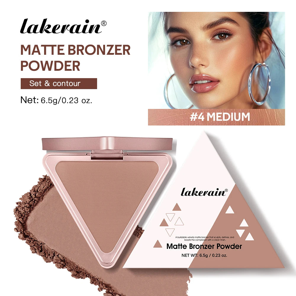 Lakerain Matte Bronzer Powder Long Lasting Makeup Effect Waterproof Sweatproof Setting Powder Oil Control Bronzer Face Makeup