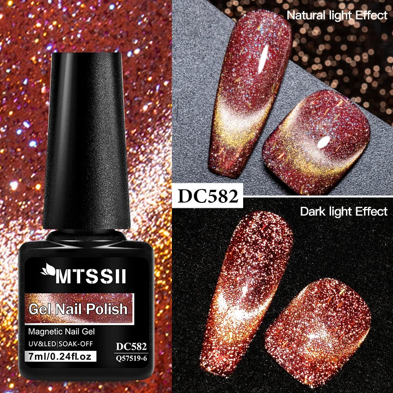 7ML Ice Transparent Glass Bead Moonlight Cat Eye Magnet Gel Nail Polish Jelly Ultra Shine Glitter Semi Permanent Soak Off UV Gel