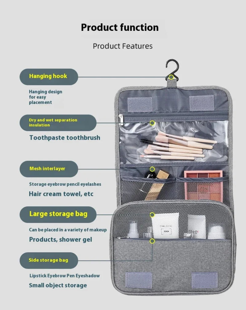Foldable Toiletry Bag Organizer Hanging Storage Bathroom Makeup Case Cosmetic Bag Travel For Travel Business