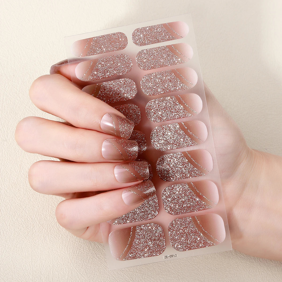 16tips DIY Baking-Free Nail Stickers French Stripe Lines Adhesive Nail Strips Patch Slider Full Cover Nail Decoration Decal