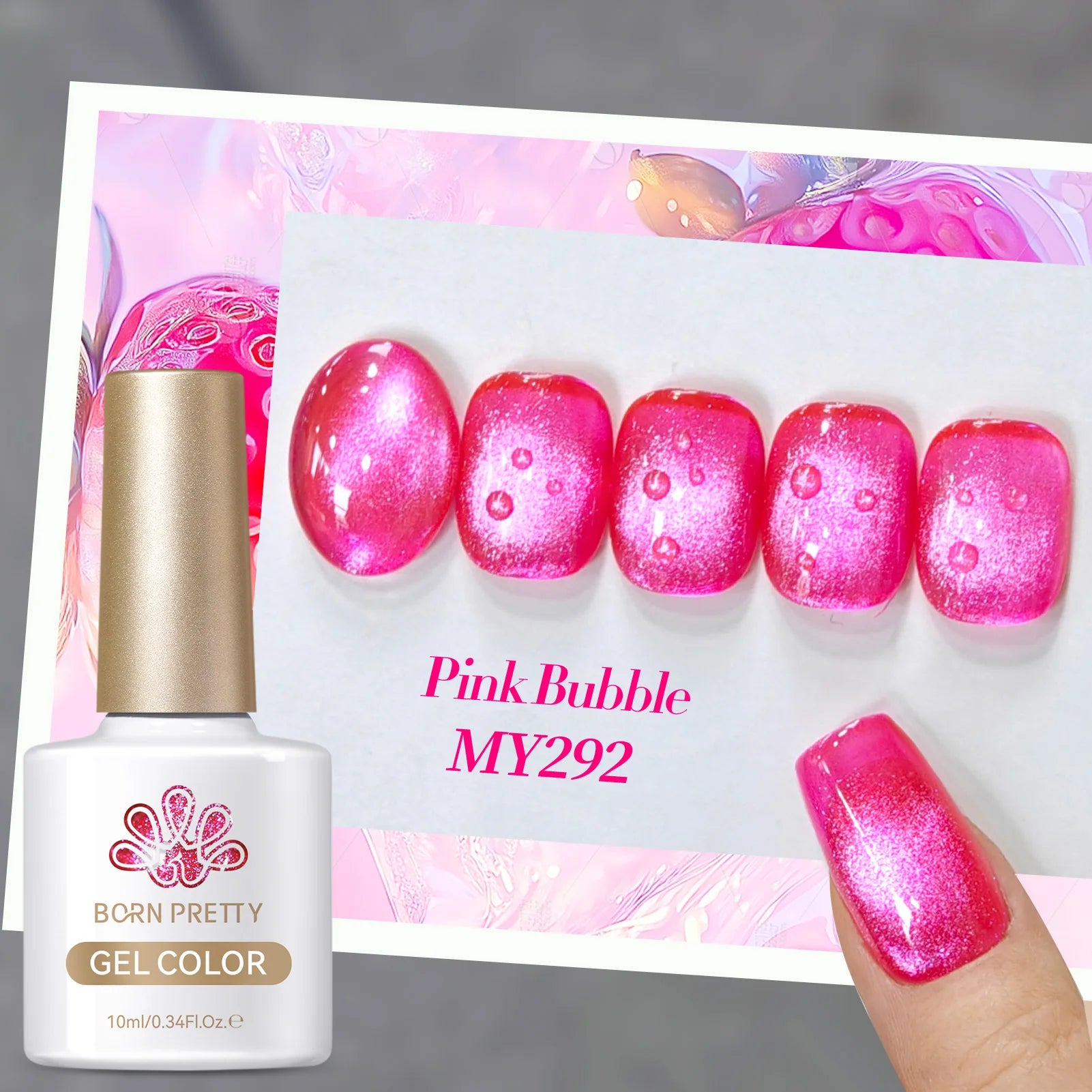 BORN PRETTY 10ml Fruit Purple Grape Cat Magnetic Gel Nail Polish 2025 New Whitening Guava Glass Beads Varnish Nail Supplies