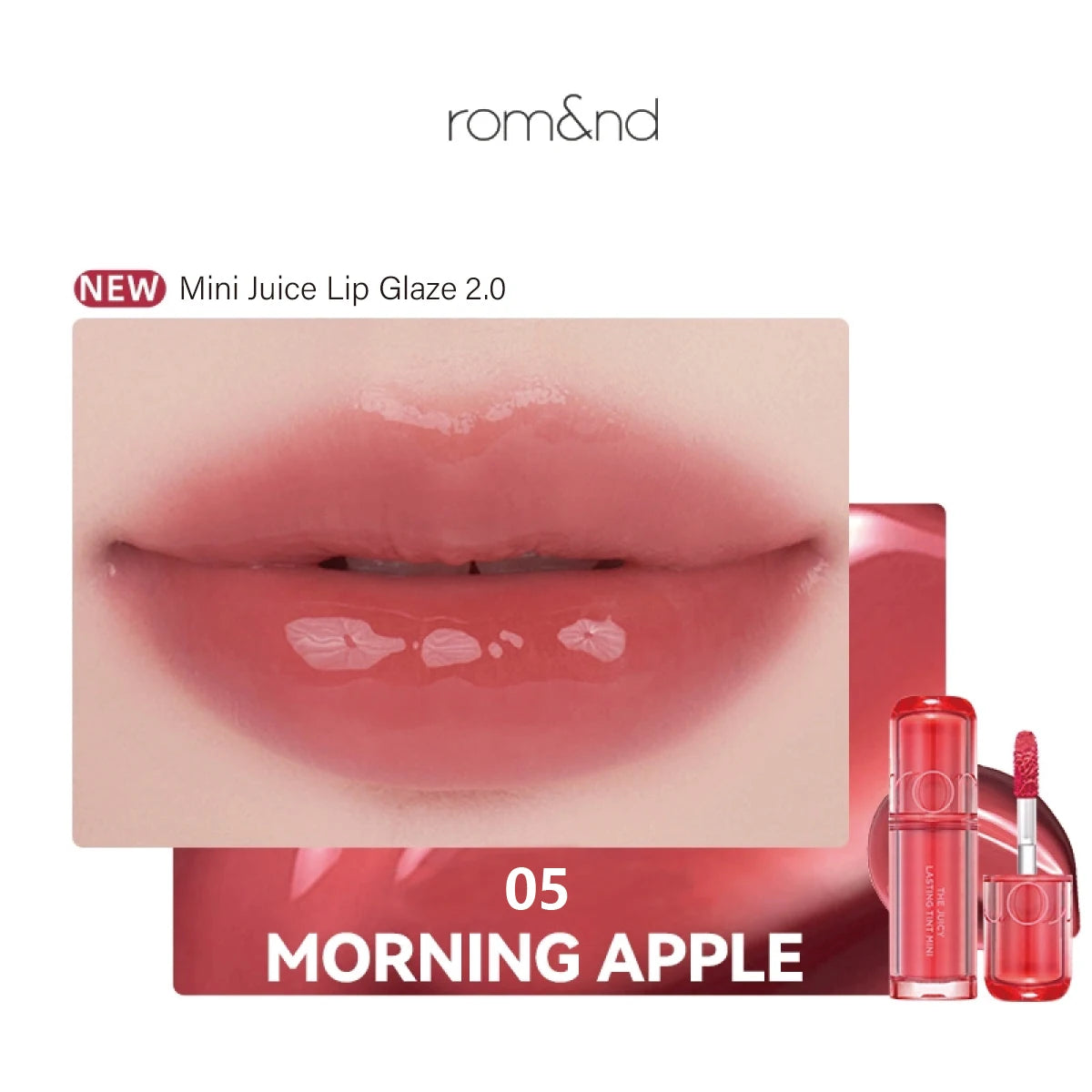 rom&nd THE JUICY LASTING TINT MINI,Juicy Glossy Texture,Lightweight Non-Sticky,Portable Design,Glamour,K-Beauty,Korean Makeup