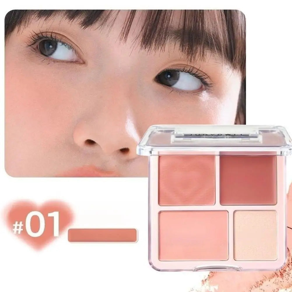 4-Color Blush Highlighter Palette Matte Shrinking And Brightening Shades Smooth Texture Blush+Contour+Highlighter Korean Makeup
