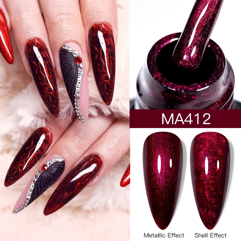 MEET ACROSS 7ml Shimmer Metallic Nail Gel Polish Glitter Mirror Effect Nail Supplies Vernis Gel for Nails UV/LED DIY Manicure