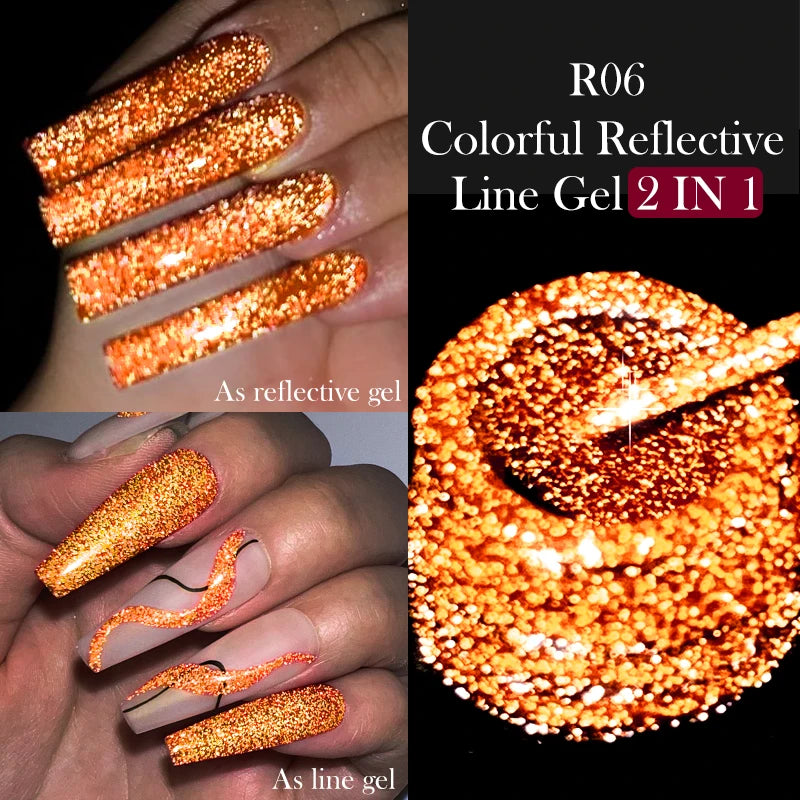 LILYCUTE 5ml Super Bright Metallic Painting Liner Gel Nail Polish UV LED Painting Gel Nail Art Drawing Stripe Pull Line UV Gel