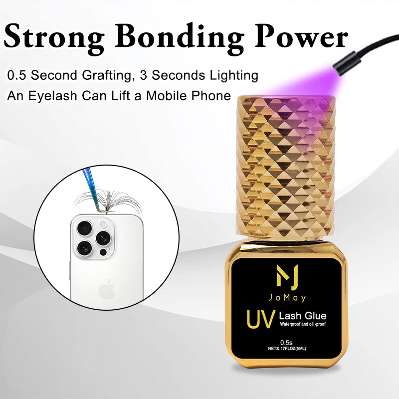 JOMAY 0.5Sec Eyelash Extension Glue Black Fast Dry UV Lashes Glue Black Eyelash Glue Lash Remover For UV Eyelash Extension