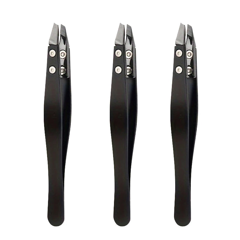 Zirconia Ceramic Pointed Tweezers Stainless Steel Tweezers with Slanted Tips Edges Eyebrows Beards Hair  Eyelash Tweezers