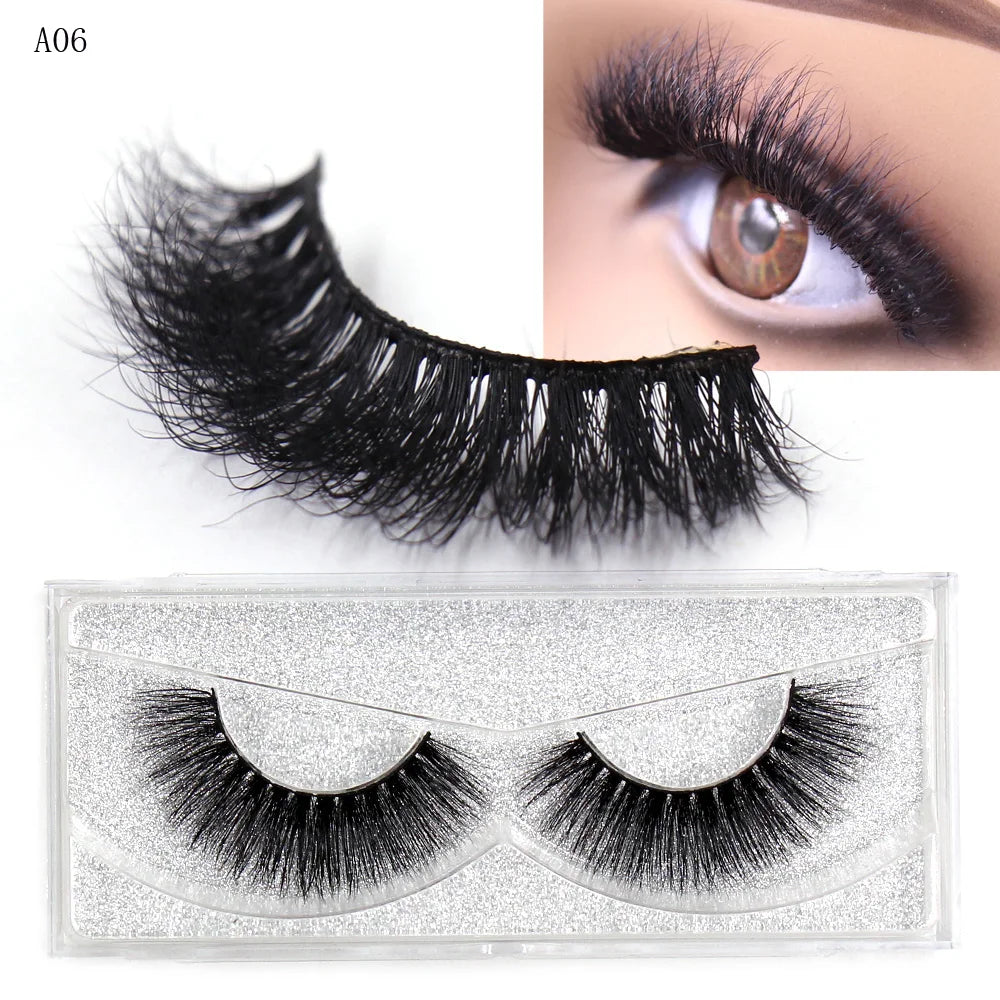 LEHUAMAO 5D Mink Hair False Eyelashes Wispy Cross Natural Mink Lashes Fluffy Eyelash Extension Tools Makeup Handmade Eye lashes