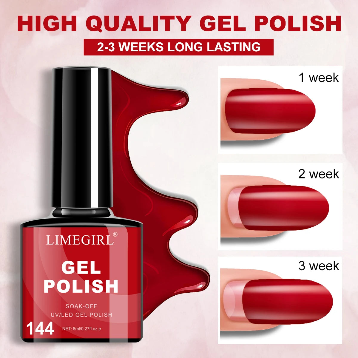 LIMEGIRL 9 Color Gel Nail Polish Set Macaron Color UV LED Soaking Semi-Permanent Gel Varn for Beginners Nail Art Design Gel Kit