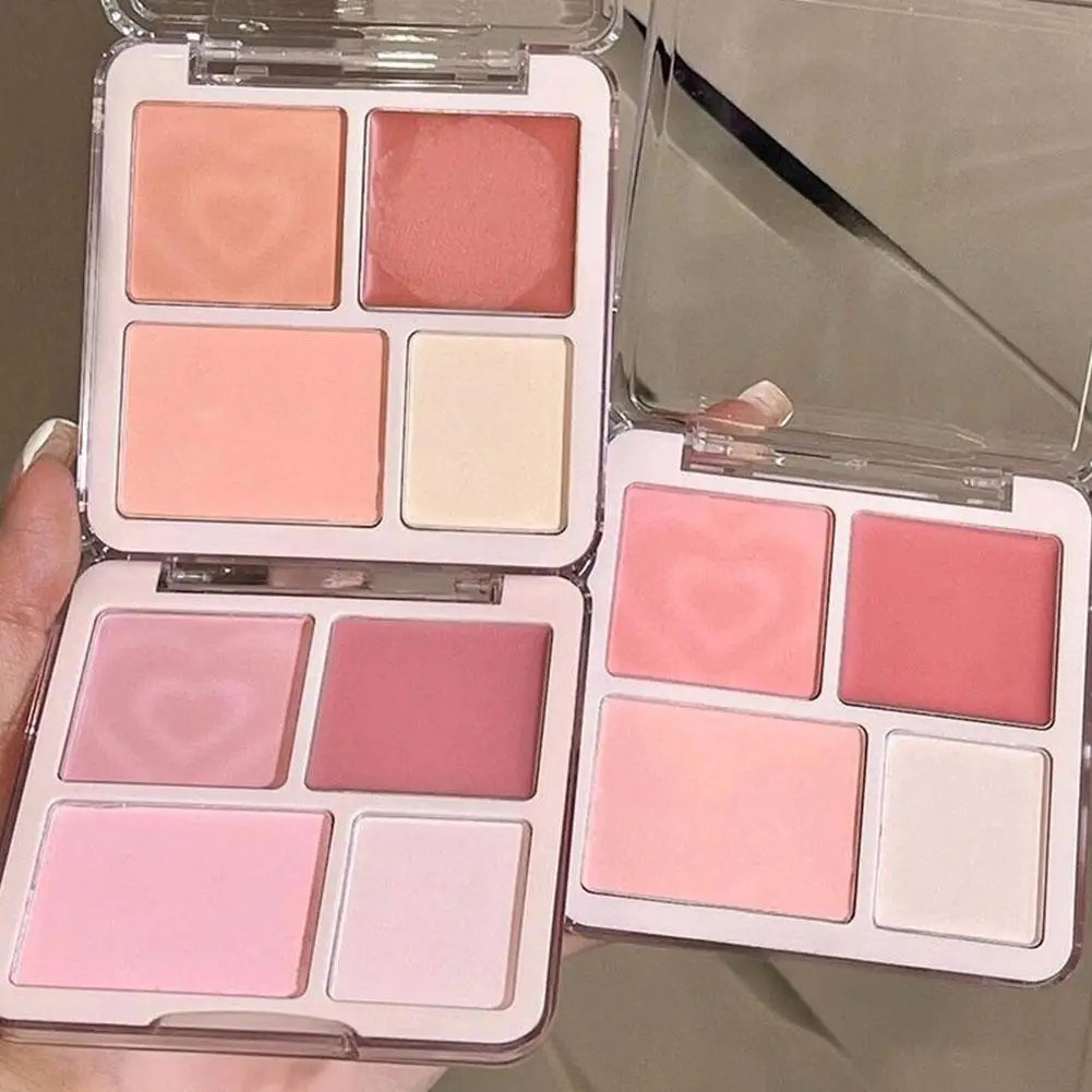4-Color Blush Highlighter Palette Matte Shrinking And Brightening Shades Smooth Texture Blush+Contour+Highlighter Korean Makeup