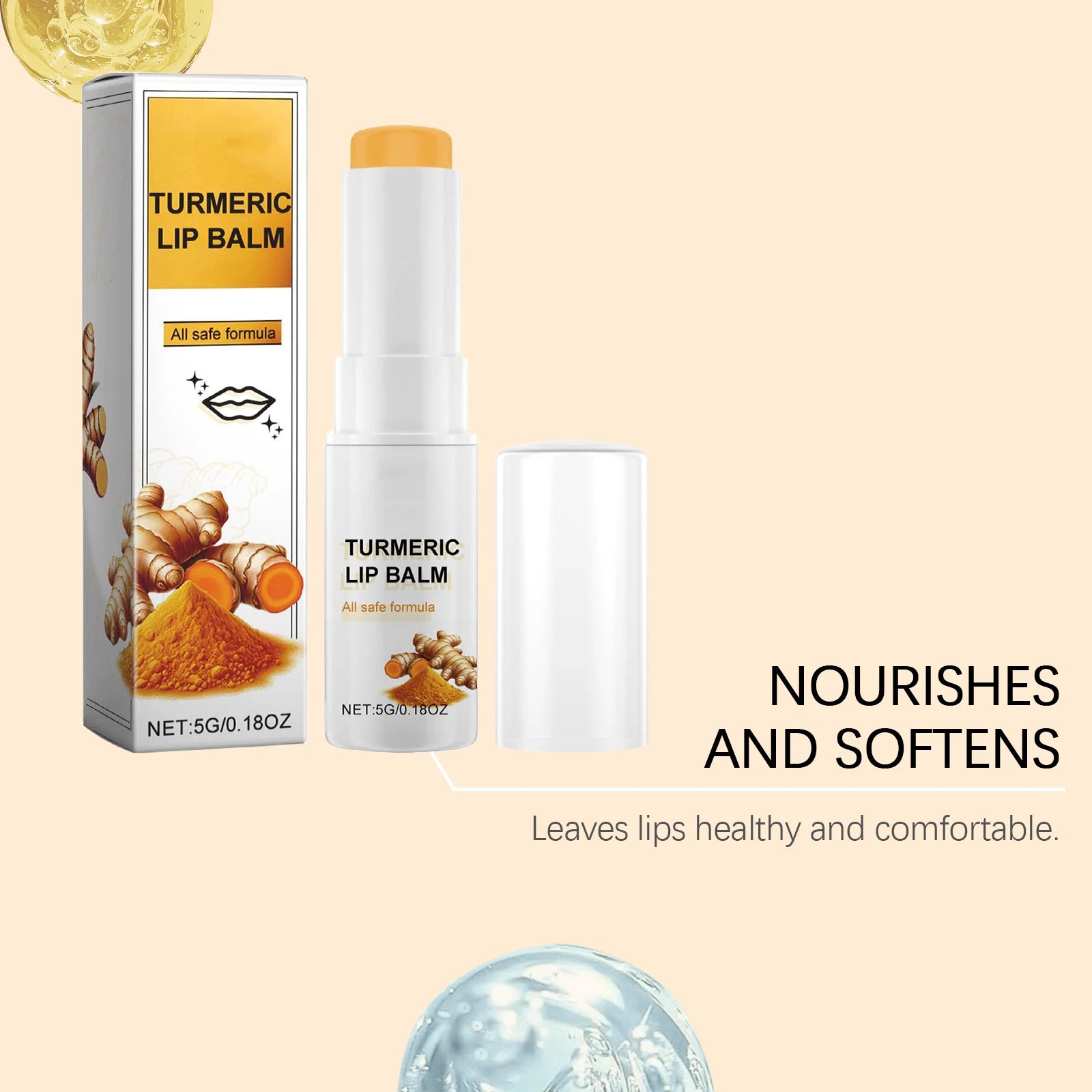 Turmeric Moisturizing Lip Balm Hydrating Protective Barrier Soothing Dry Chapped Lips Long Lasting Natural Formula Lip Care