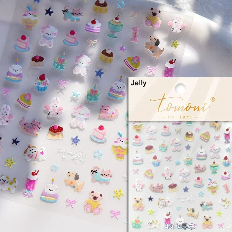 Cute Cat Eye Fishbone Animals Leopard Cat Ginger Cat Kitten Exclamation Point Paw Self Adhesive Nail Art Sticker Manicure Decals