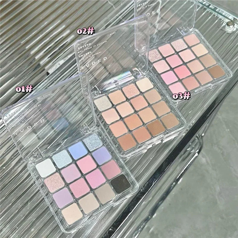 16 Colors Matte Eyeshadow New Square Eyeshadow Palette Matte Pearl Sequins Blush Eyeshadow Brighten Complexion