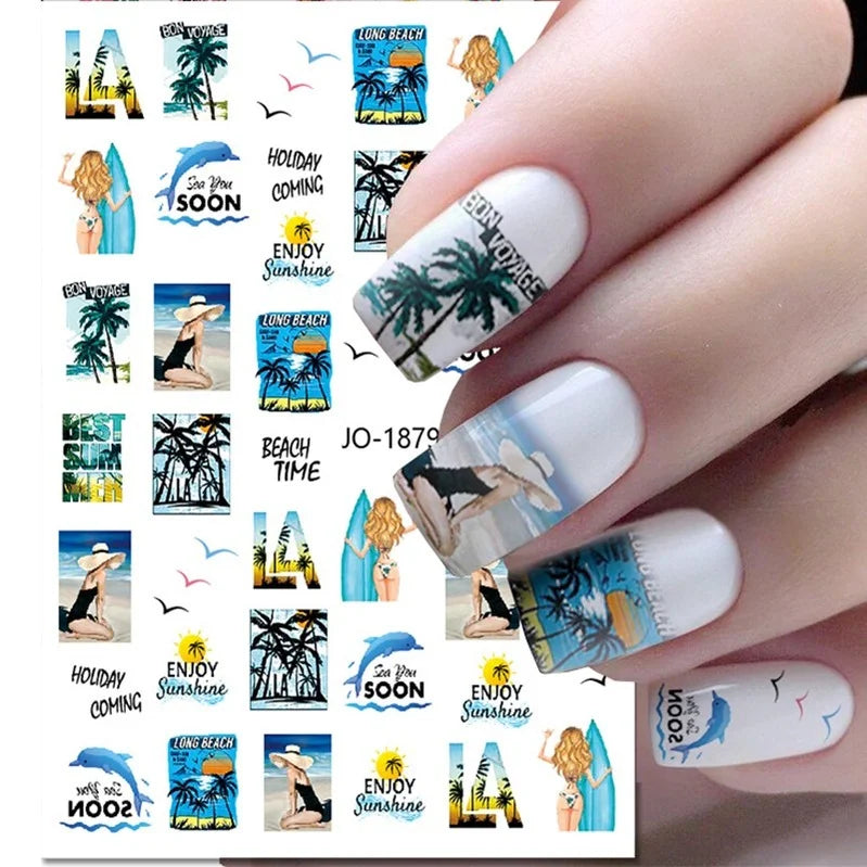 Nail Art Stickers Woman Girl Sexy Sticker Body Press on Nail Slider Black White Decal Decoration Nail Design Accessories Wraps