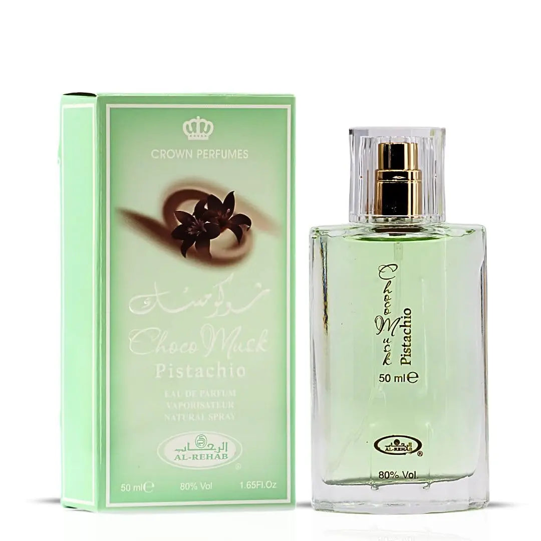 Al Rehab Choco Musk Pistachio Eau De Parfum Spray for Unisex 50ml Cologne Persistence Long-lasting Fragrance Floral Fruity Aroma