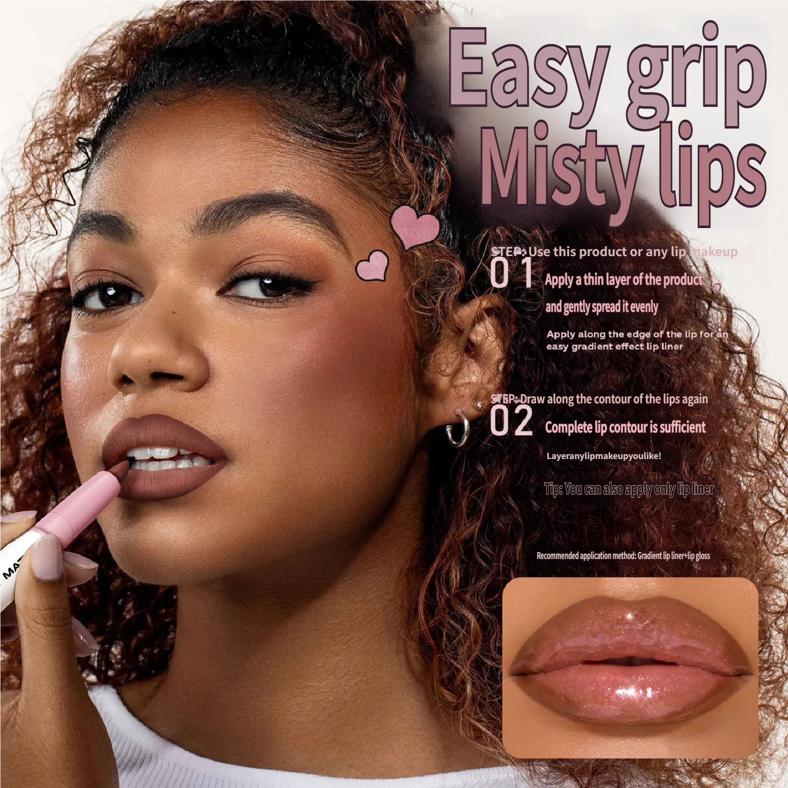2-in-1 Lip Liner - Velvet Matte Long-Lasting, Smudge-Proof & Precise Definition, All-in-One Cream Lip Pencil