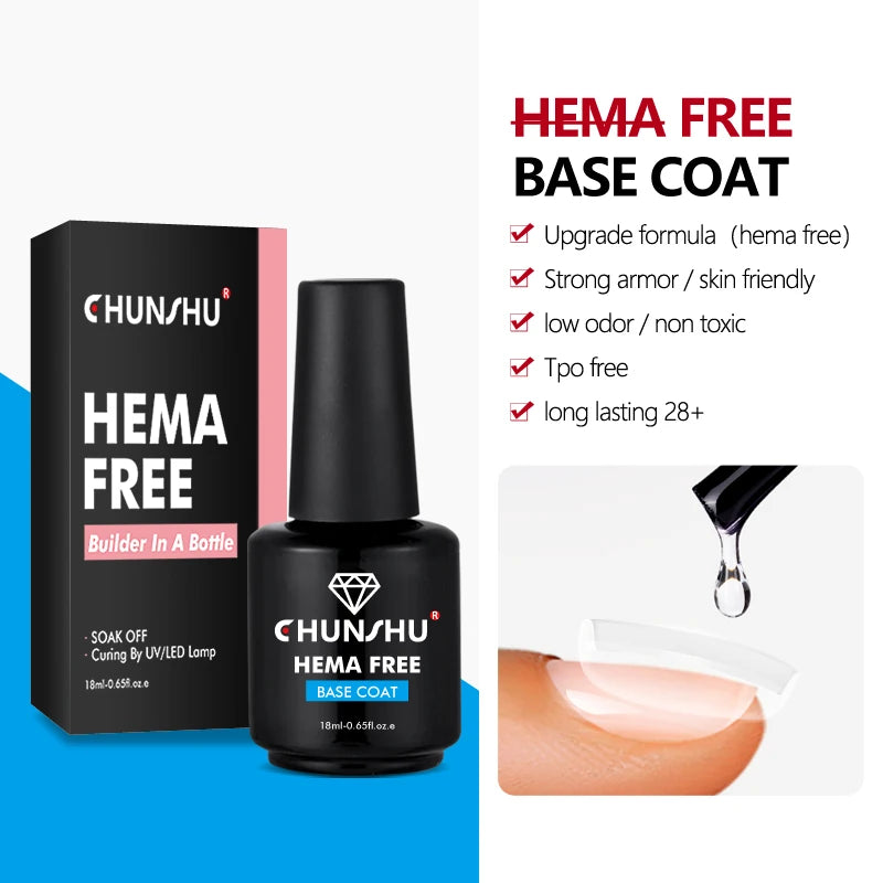 CHUNSHU Hema FREE Construction UV Gel 18ml Builder Nail Gel In A Bottle Semi Permanent Thick Rubber Base Gel Extension Nails Art