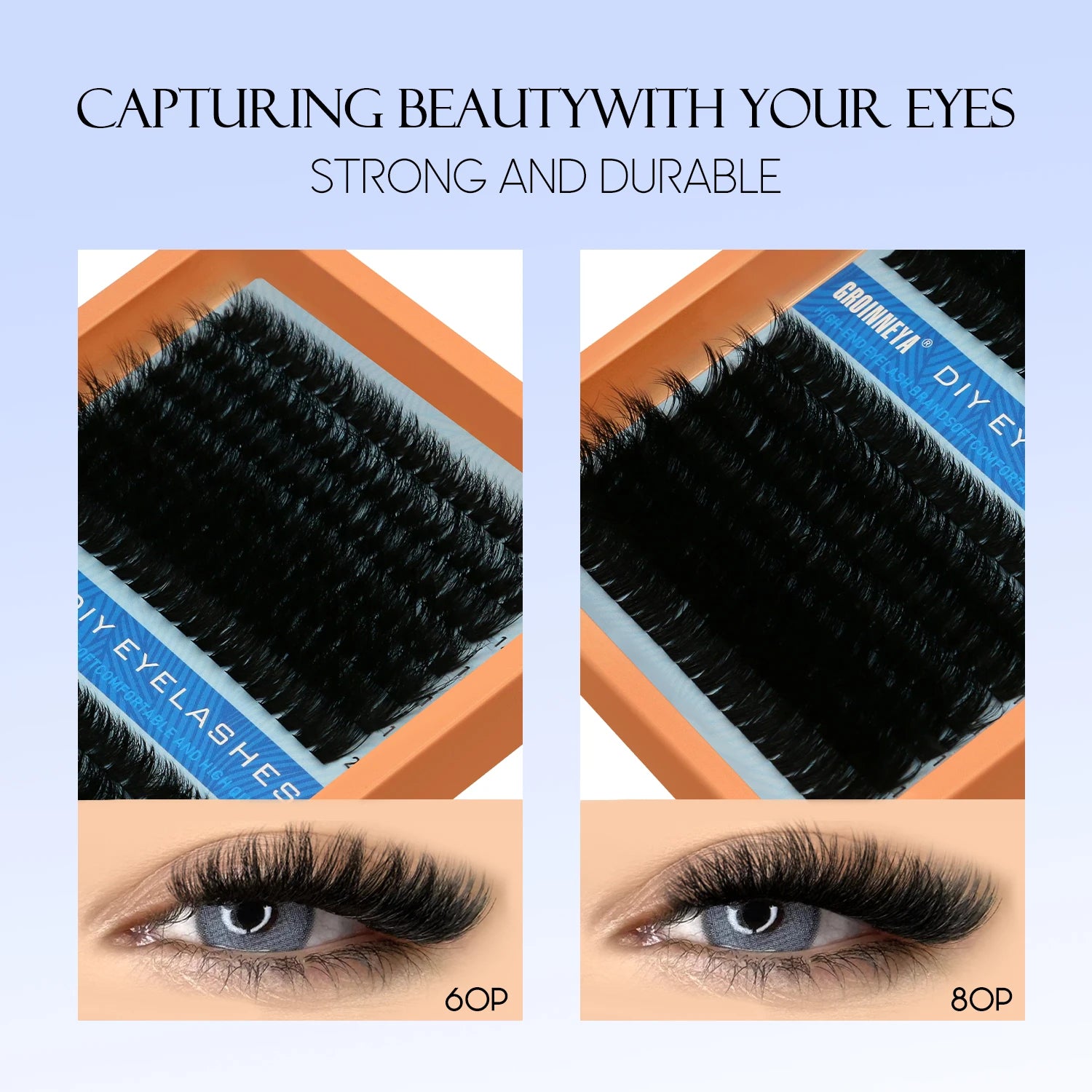 GROINNEYA Fluffy Thick DIY Eyelashes Cluster D/DD Curl Wispy Individual lashes Mix Eyelash Extensions False Eyelashes Extension