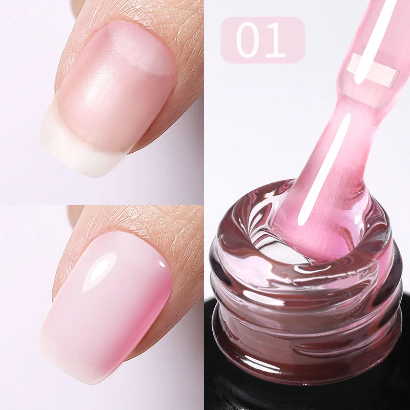BORN PRETTY 15ml Jelly Nude Rubber Base Gel Natural Milky White Clear Semi permanent Self-Leveling Soak Off UV LED Gel Varnish