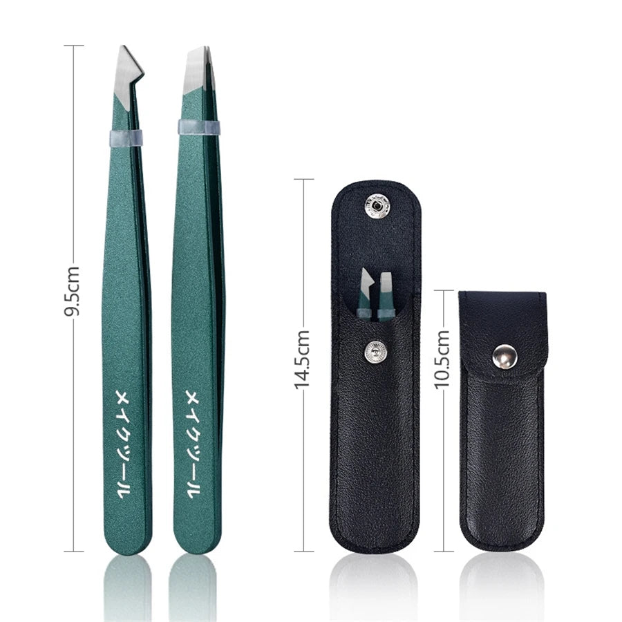 4-Piece Stainless Steel Tweezer Set Unisex Professional Precision for Facial Hair Eyebrows Ingrown Hair & Splinters Durable & Er