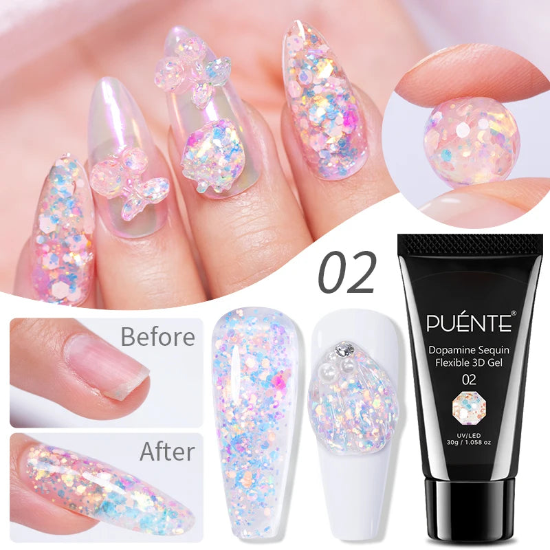 PUENTE 5ml Metallic Painting Liner Gel Polish Bright Mirror Effect Semi-Permanent UV Nail Varnish For Stunning French Nail Art