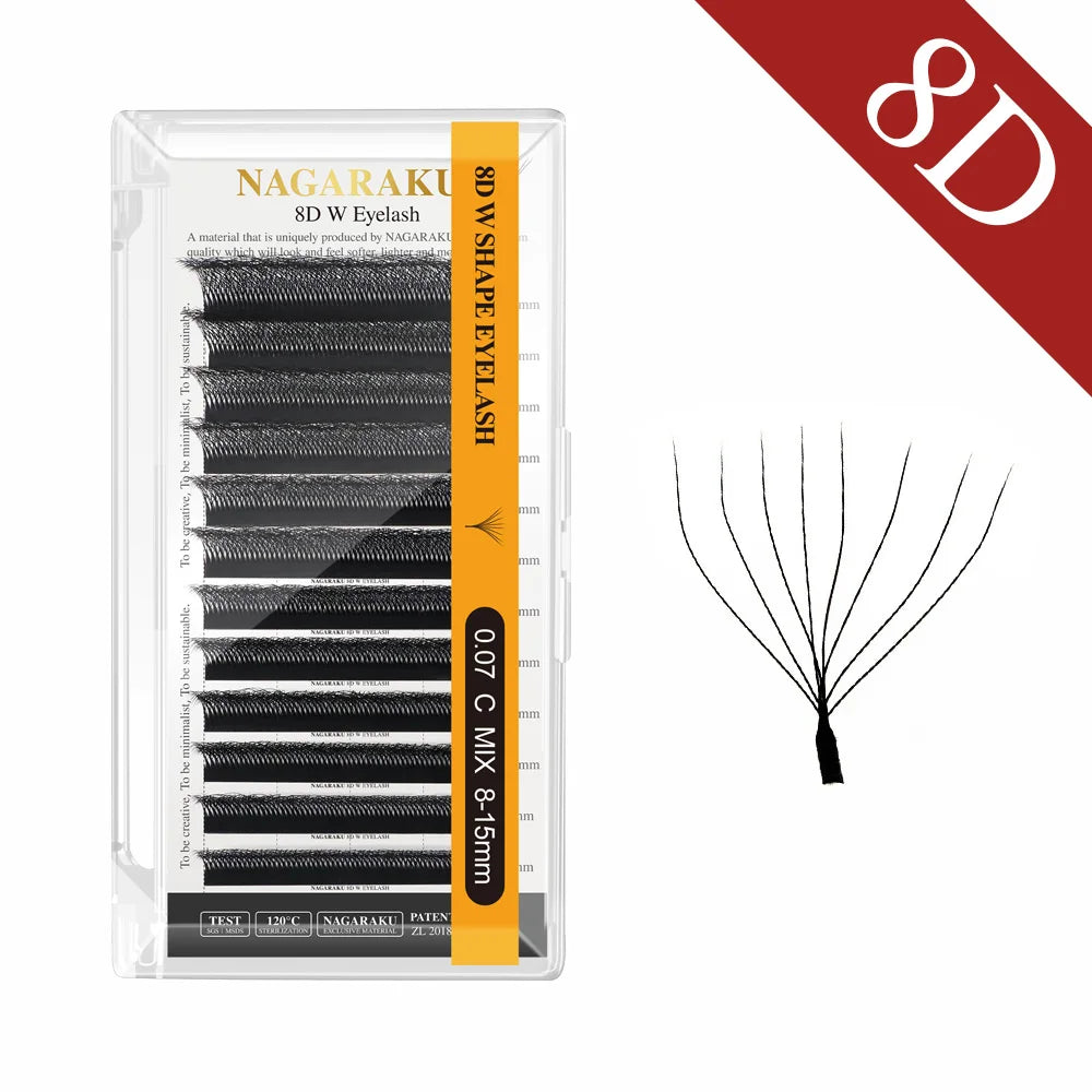 NAGARAKU Automatic Flowering 3D 4D 5D 6D 7D 8D W Shape All Size Premade Fans Eyelash Extensions Natural Soft Individual Lashes