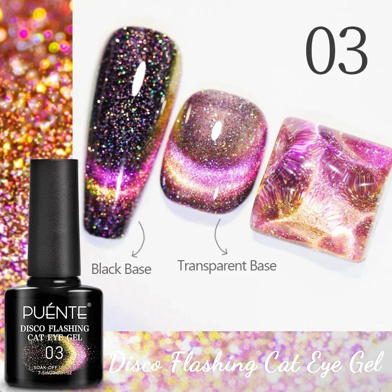 PUETNE 7.5ML Amber Moonlight Cat Magnetic Gel Nail Polish Winter Nails Jelly Glass Cat Eye Soak Off UV Semi-Permanent Varnish