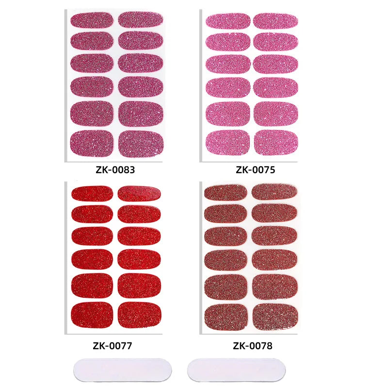 Gradient Cat Eye Style Nail Art Stickers, 16-Piece Set Self-Adhesive Waterproof Glitter False Nail Decals