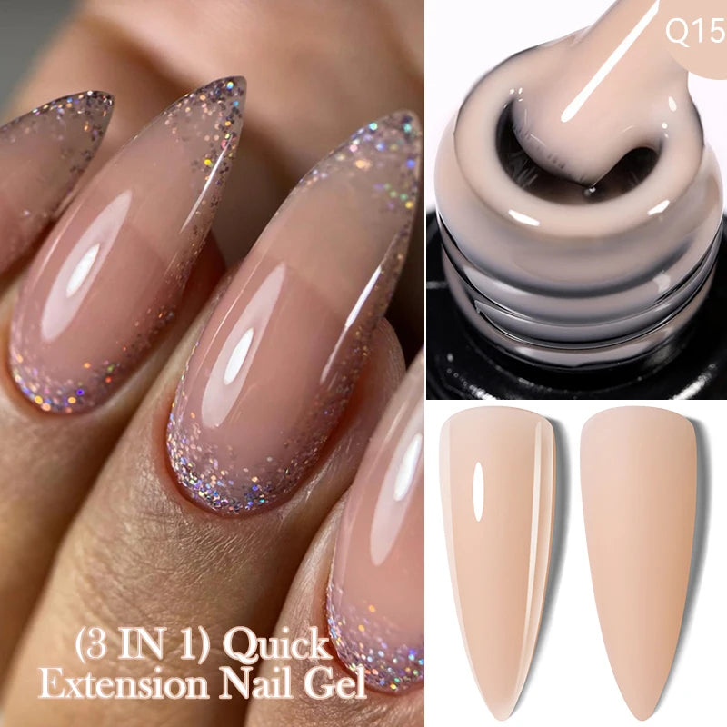 LILYCUTE 15ML Quick Extension Gel Nail Polish Milky White Clear Pink Color French Manicure Finger Prolong Nail Hard Gel Varnish