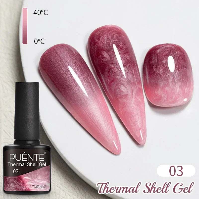 PUETNE 7.5ML Amber Moonlight Cat Magnetic Gel Nail Polish Winter Nails Jelly Glass Cat Eye Soak Off UV Semi-Permanent Varnish