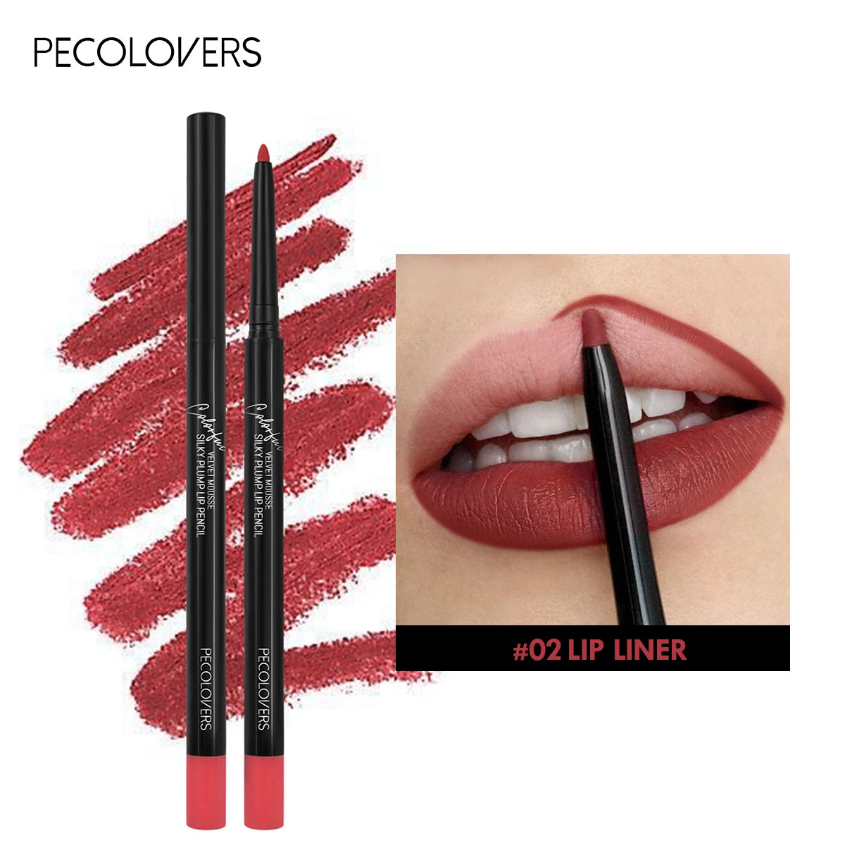 12 Colors Lip Liner , Matte Dewy Finish Long Lasting Waterproof Smudge Proof Lip Liner