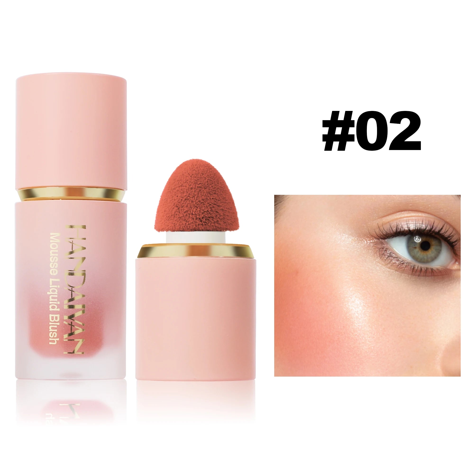 6 Colour Matte Liquid BlushEasy to apply long lasting waterproof blush sponge brush head