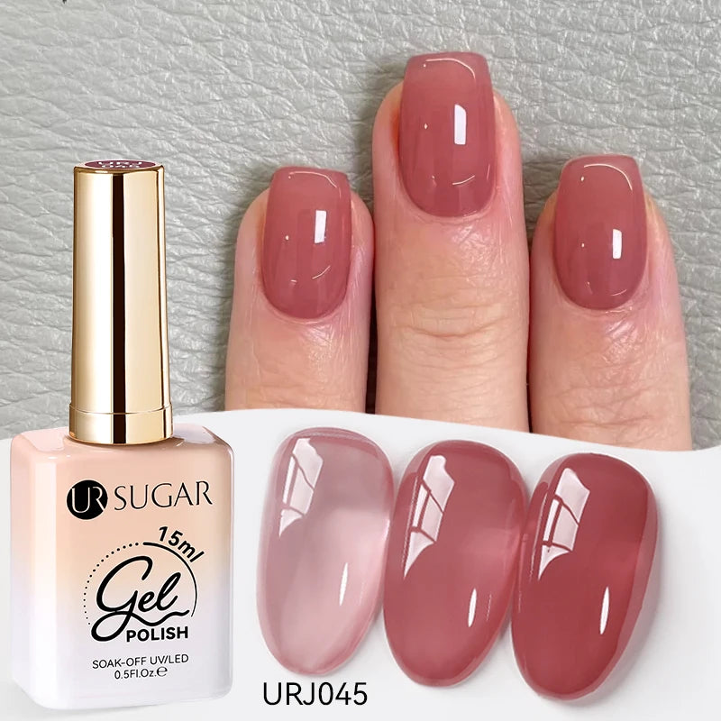 UR SUGAR 15ml Fiber Rubber Base Gel Upgrade Broken Nail Repaired Fiberglass Clear Quick Building UV Construction Gel Soak Off