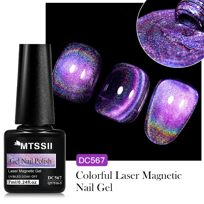 7ML Ice Transparent Glass Bead Moonlight Cat Eye Magnet Gel Nail Polish Jelly Ultra Shine Glitter Semi Permanent Soak Off UV Gel