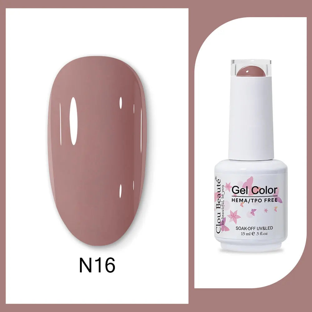 Clou Beaute 15ml Red Black White Green Neon Gel Nail Polish Base Top Coat Velvet Top 400 Colors Semi Permanent Gel Nail Varnish