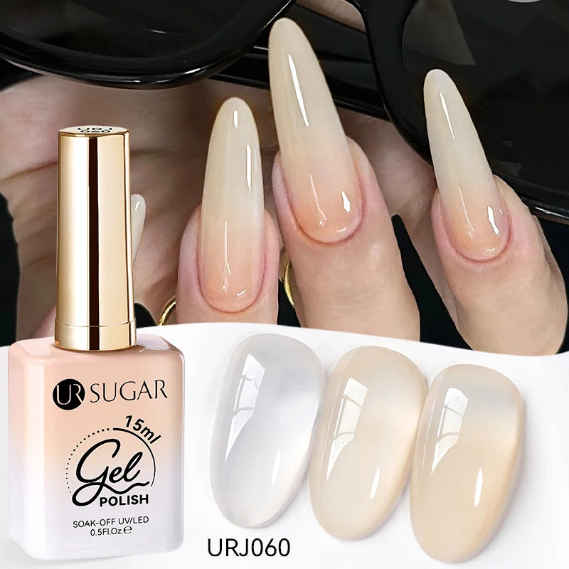 UR SUGAR 15ml Fiber Rubber Base Gel Upgrade Broken Nail Repaired Fiberglass Clear Quick Building UV Construction Gel Soak Off