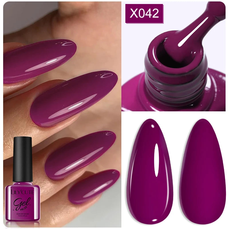 LILYCUTE 7ml Fruit Grape Purple Cat Magnetic Gel Nail Polish Vernis Semi Permanent Soak Off Colorful Gel Polish Nails Supplies