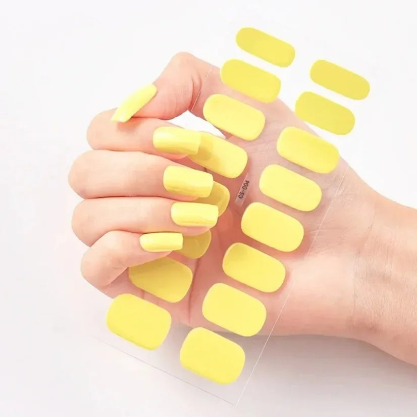 DIY Semi Cured Gel Nail Stickers Long-Lasting Solid Color Nail Strips Patch Slider Nail Sticker Full Cover Decal Manicure Patch