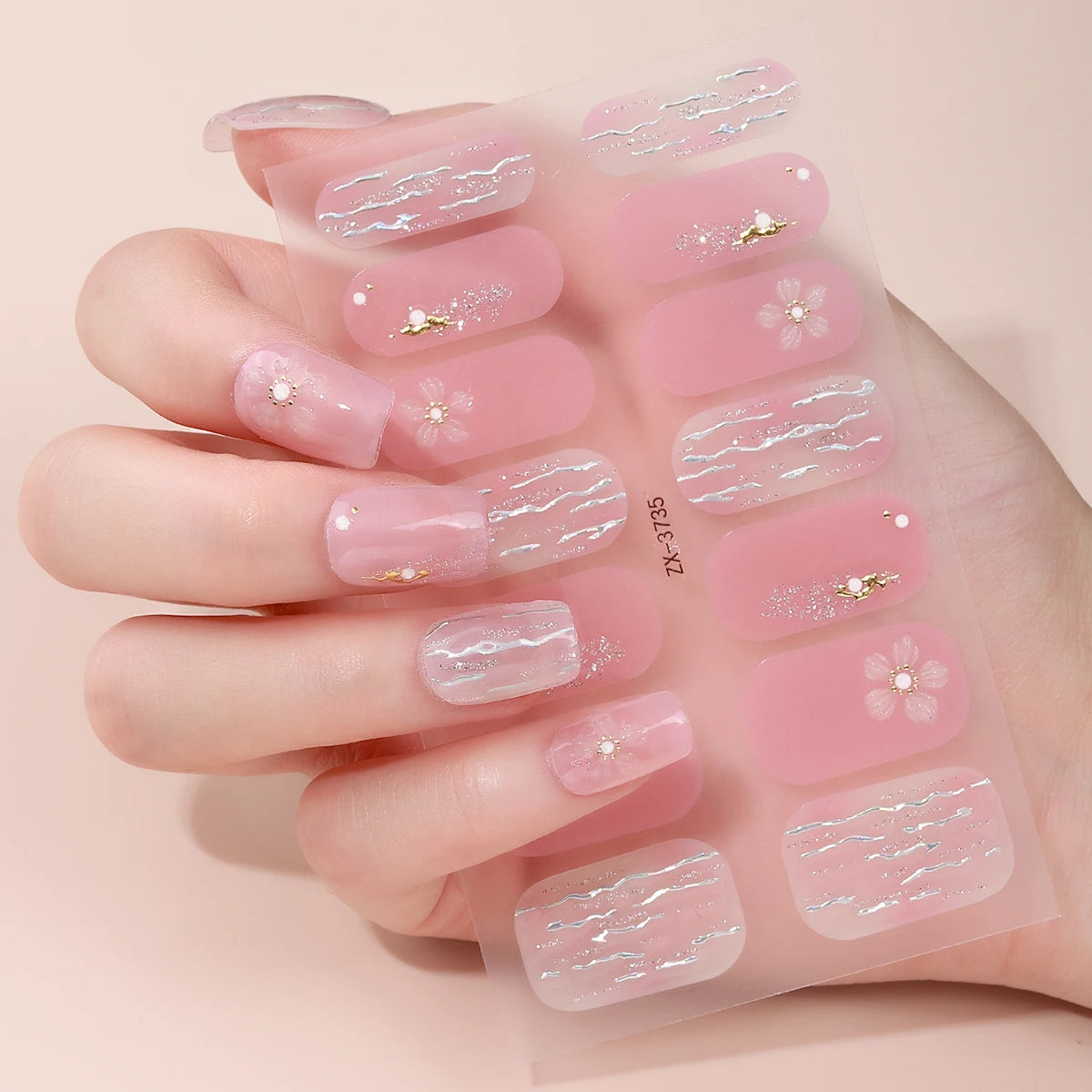 14Tips DIY Baking-Free Nail Stickers Spring Summer Flowers Self-Adhesive Nail Strips Full Cover Nail Decoration Decal