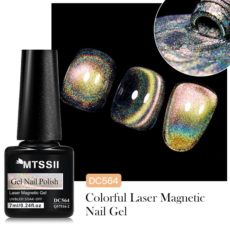 7ML Ice Transparent Glass Bead Moonlight Cat Eye Magnet Gel Nail Polish Jelly Ultra Shine Glitter Semi Permanent Soak Off UV Gel