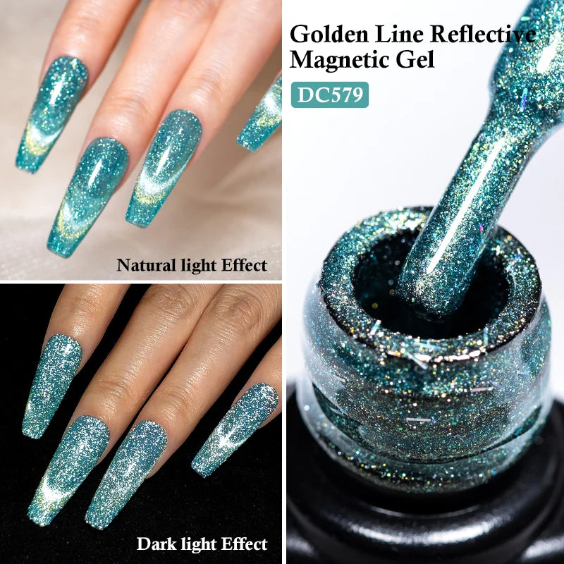 7ML Ice Transparent Glass Bead Moonlight Cat Eye Magnet Gel Nail Polish Jelly Ultra Shine Glitter Semi Permanent Soak Off UV Gel