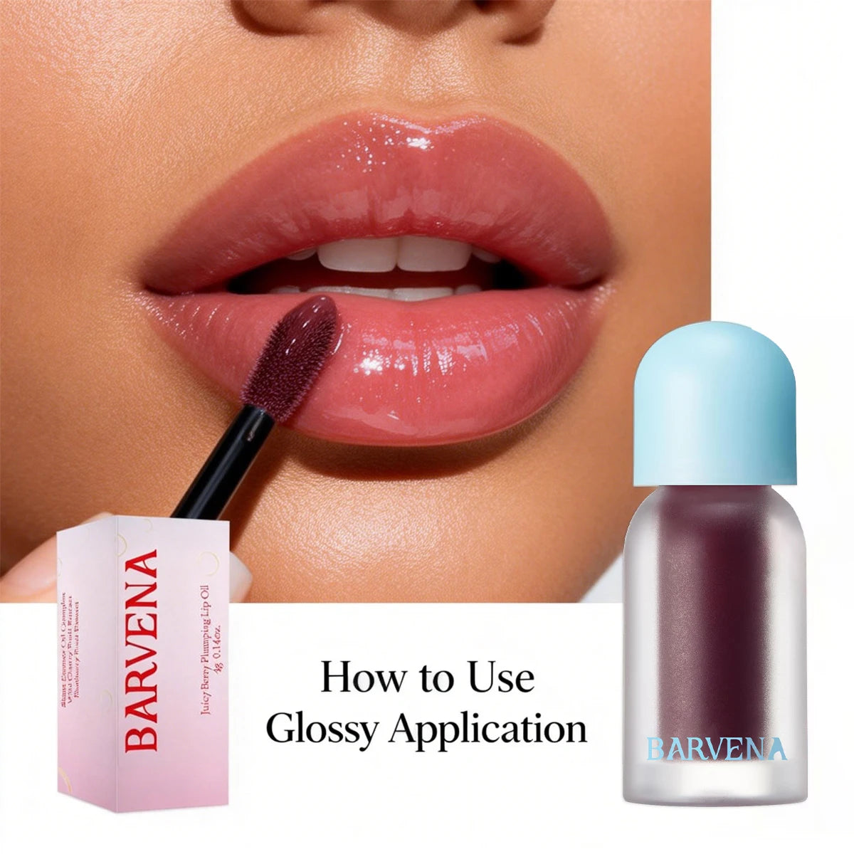Colored mirror lip gloss soft brush head moisturizing gloss transparent plump lip gloss, long-lasting nourishing non stick cup