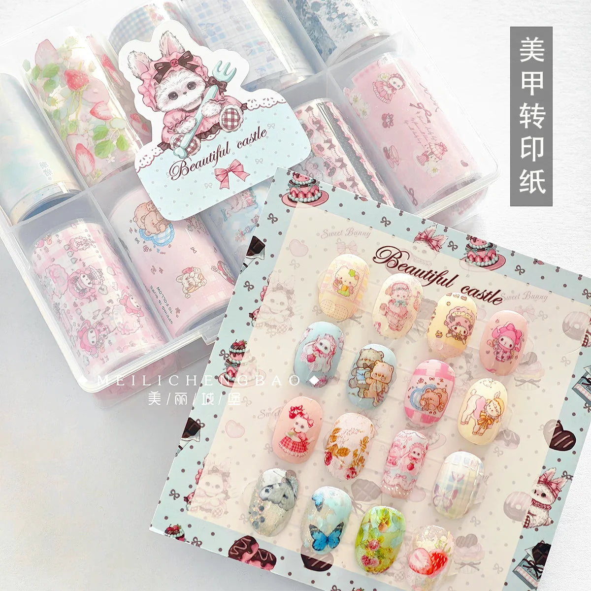10Rolls Plaid Thousand-Bird Bow  Stars Nail Foils Transfer Paper  Nail Art Stickers  Manicure Set Decal  Nails Decoration