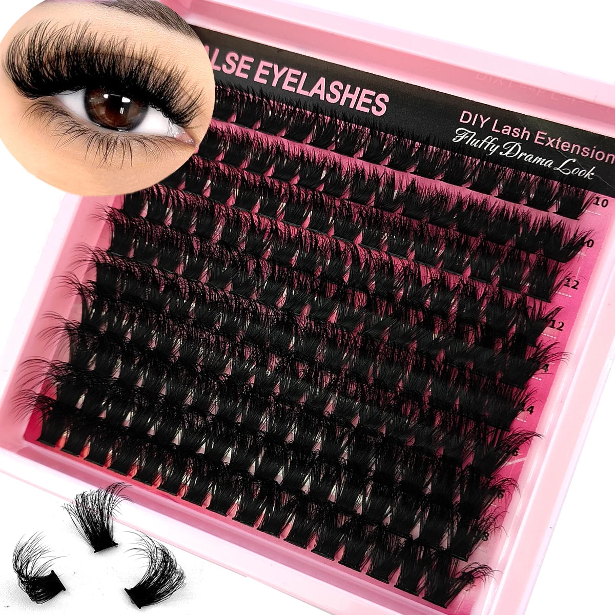 10Row 40D-200D 5D Fluffy Thick Lashes Clusters 10-18mmMix Wispy Individual Lashes Extensions Clusters DIY Makeup False Eyelashes