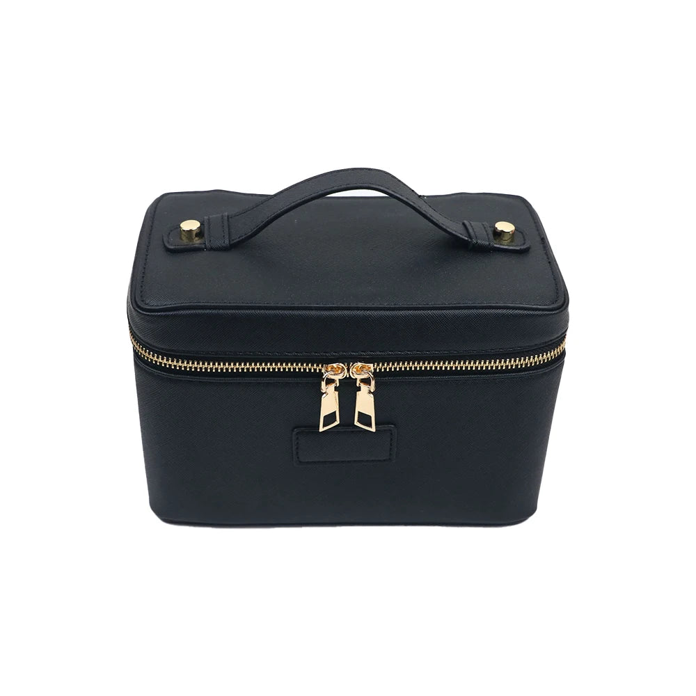 Customized name pu leather cosmetic bag with zoned storage and large capacity toiletry bag for autumn and winter new products