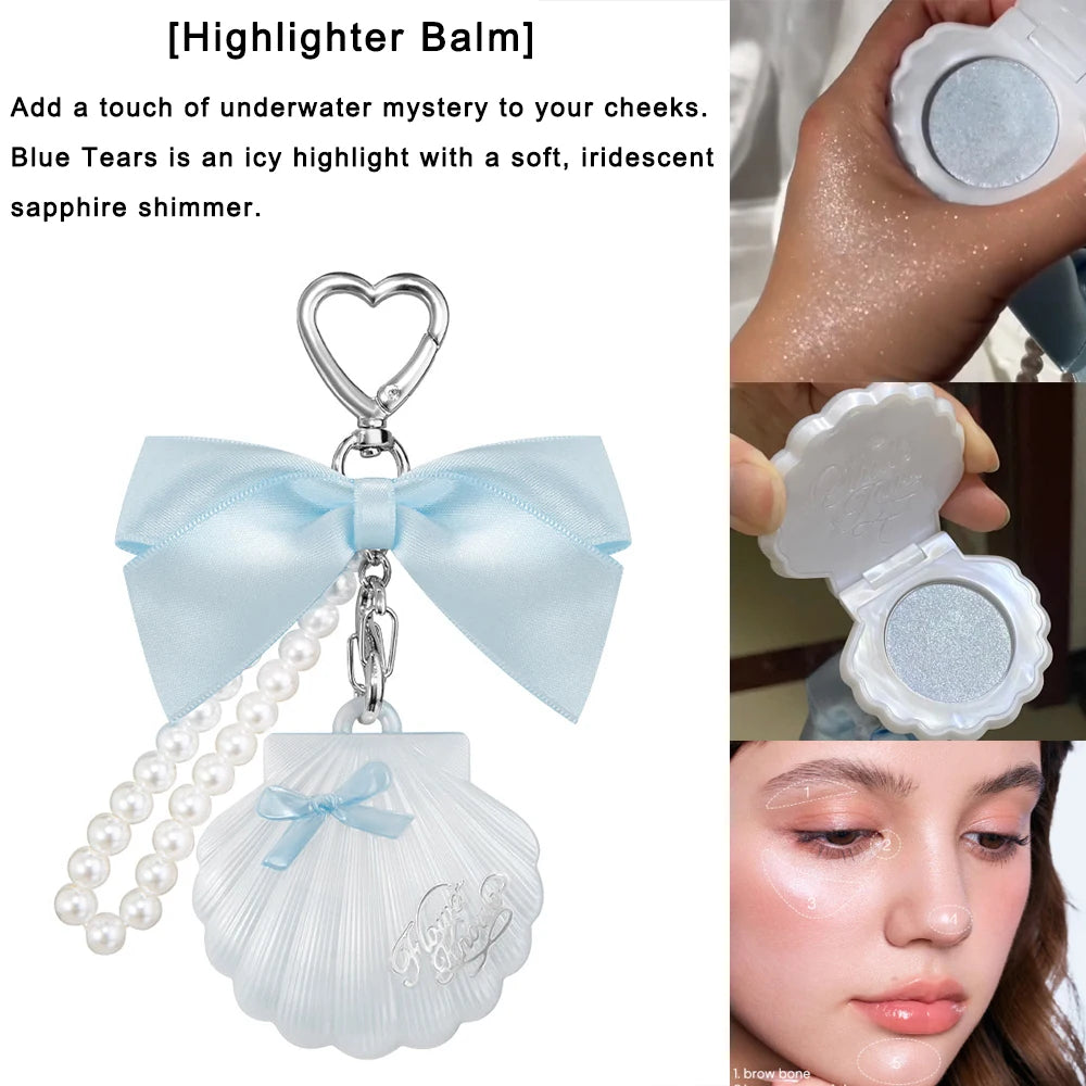 Flower Knows Cupid Sweetie Bear Face Powder with Solid Perfume Highlighter Pendant Long Lasting Portable Scent Makeup Decoration