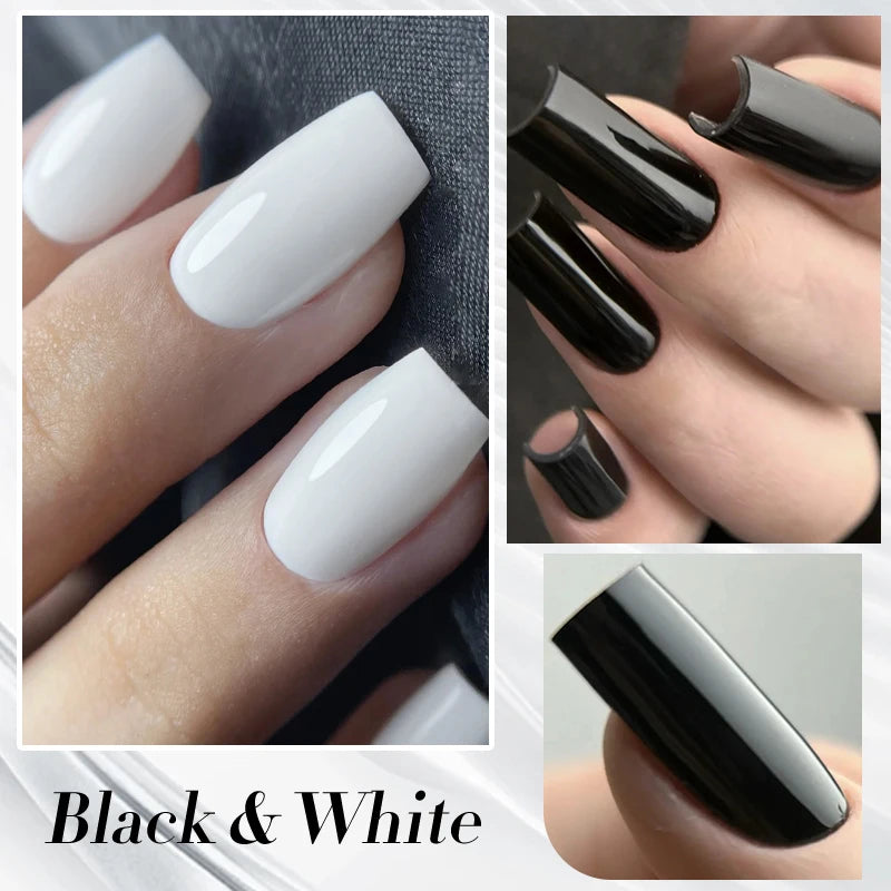 BORN PRETTY 250g Pure Black White Color Gel Nail Polish Semi Permanent Jelly Nude Gel Refilled Package Soak Off UV LED Gel