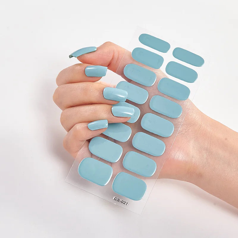 Pink Nude Full Cover Nail Sticker Gradient Color Self-Adhive Simple Full Nail Wraps DIY Thermal Effect Nail Art Making Manicur